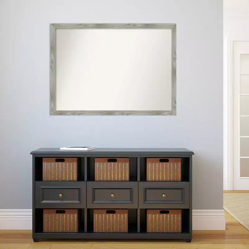 Specchio da Parete Rettangolare Grigio Lavato, con Cornice, Singolo, 40,5" x 29,5"