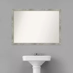 Specchio da Parete Rettangolare Grigio Lavato, con Cornice, Singolo, 40,5" x 29,5"