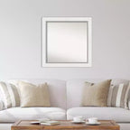 Specchio da parete quadrato, colore bianco/argento, singolo, montaggio a parete