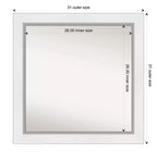 Specchio da parete quadrato, colore bianco/argento, singolo, montaggio a parete