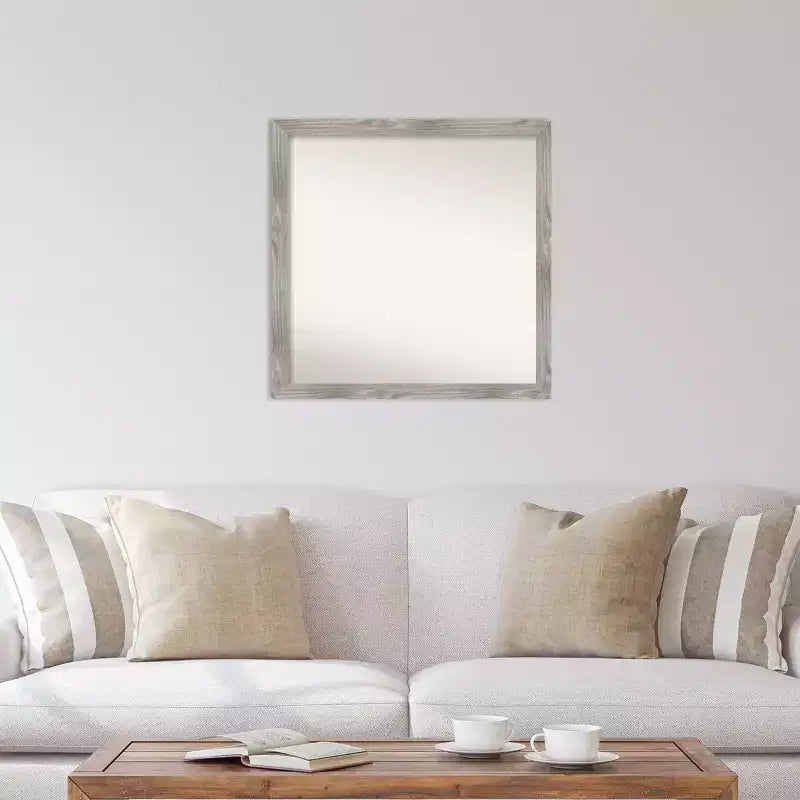 Specchio da parete con cornice quadrata grigia, singolo, 28,5" x 28,5"
