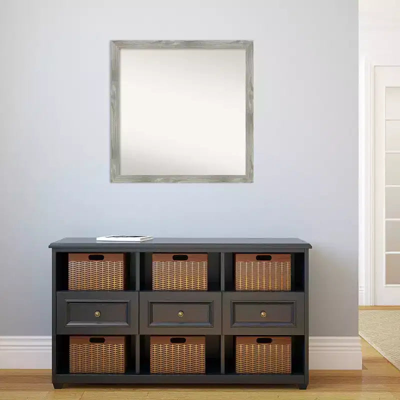 Specchio da parete con cornice quadrata grigia, singolo, 28,5" x 28,5"