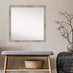 Specchio da parete con cornice quadrata grigia, singolo, 28,5" x 28,5"