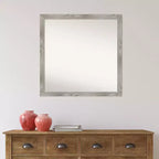 Specchio da parete con cornice quadrata grigia, singolo, 28,5" x 28,5"