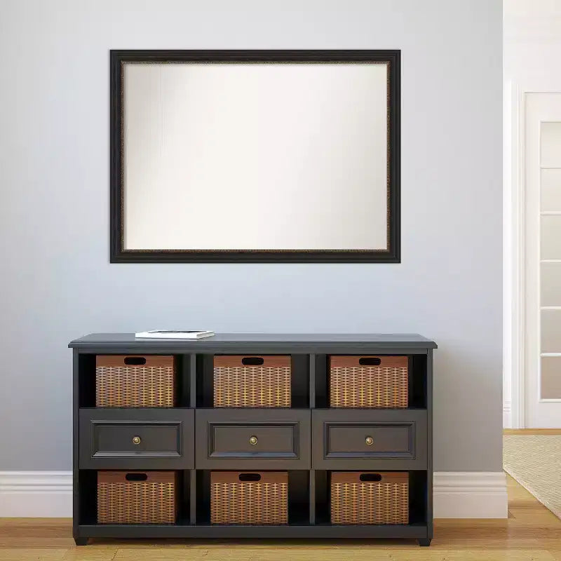 Specchio da parete rettangolare a cornice sottile color bronzo, singolo