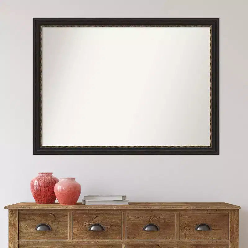 Specchio da parete rettangolare a cornice sottile color bronzo, singolo