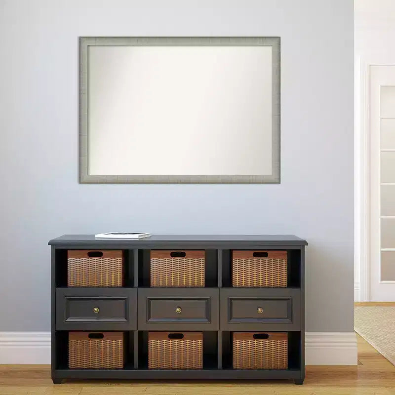 Specchio da parete con cornice sottile in peltro, singolo, 41"x30"