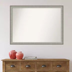 Specchio da parete con cornice sottile in peltro, singolo, 41"x30"