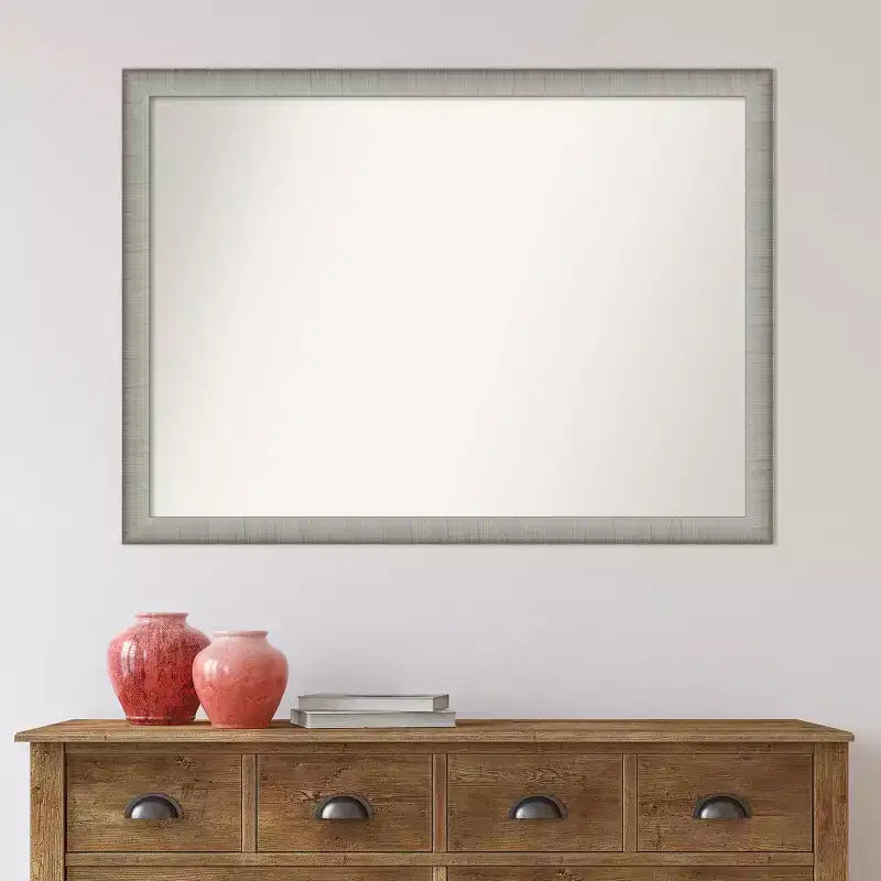 Specchio da parete con cornice sottile in peltro, singolo, 41"x30"