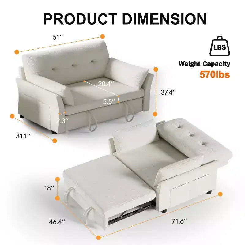 Grigio / Verde / Bianco, Divanetto convertibile con letto, Posti a sedere: 2