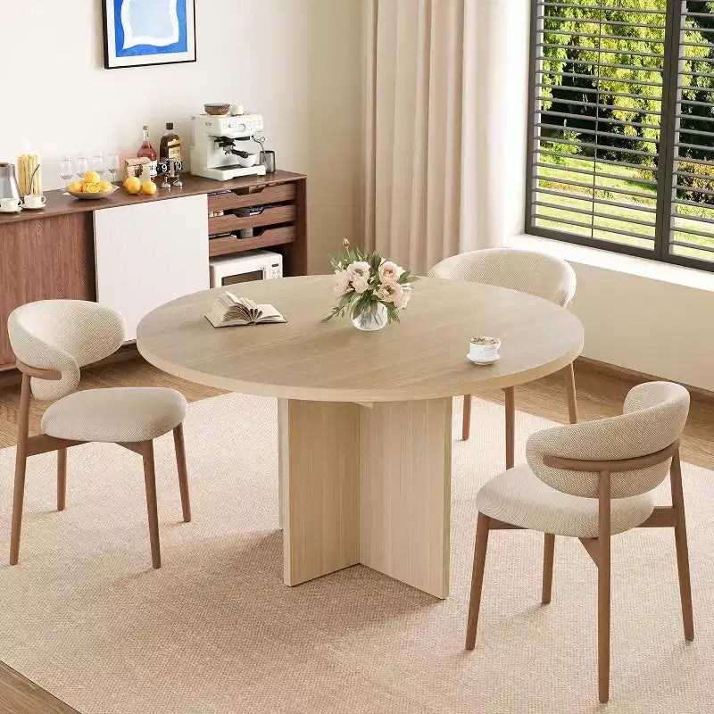 Tavolo da pranzo allungabile rotondo/ovale in Nero/Naturale/Noce, 4–8 posti a sedere