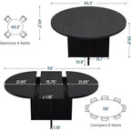 Tavolo da pranzo allungabile rotondo/ovale in Nero/Naturale/Noce, 4–8 posti a sedere