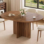 Tavolo da pranzo allungabile rotondo/ovale in Nero/Naturale/Noce, 4–8 posti a sedere