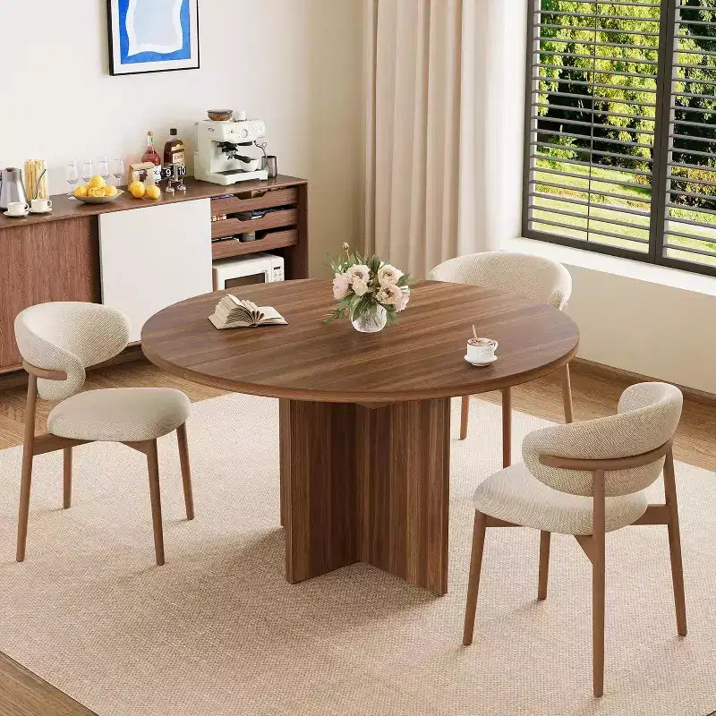 Tavolo da pranzo allungabile rotondo/ovale in Nero/Naturale/Noce, 4–8 posti a sedere