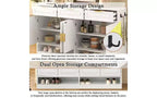Madia credenza in stile rustico, Nera/Naturale/Bianca, 3 cassetti e 4 ante, Montaggio da 1 persona