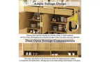 Madia credenza in stile rustico, Nera/Naturale/Bianca, 3 cassetti e 4 ante, Montaggio da 1 persona