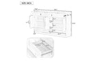 Madia credenza in stile rustico, Nera/Naturale/Bianca, 3 cassetti e 4 ante, Montaggio da 1 persona