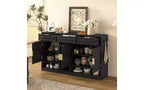 Madia credenza in stile rustico, Nera/Naturale/Bianca, 3 cassetti e 4 ante, Montaggio da 1 persona
