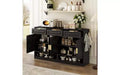 Madia credenza in stile rustico, Nera/Naturale/Bianca, 3 cassetti e 4 ante, Montaggio da 1 persona