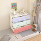Comodino a 3 pezzi con cassetto e ripiano, bianco smerlato, per 1 bambino