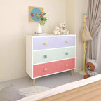 Comodino a 3 pezzi con cassetto e ripiano, bianco smerlato, per 1 bambino