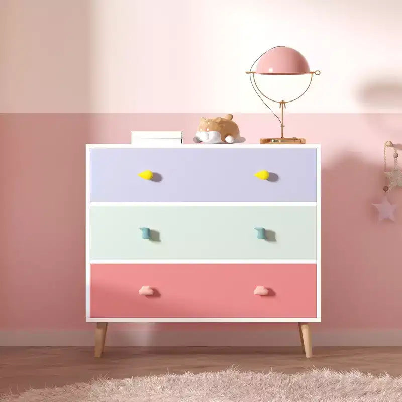 Comodino a 3 pezzi con cassetto e ripiano, bianco smerlato, per 1 bambino