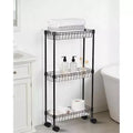 Carrello portaoggetti mobile in filo metallico nero con ruote, 3/4 ripiani, per 1 persona