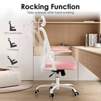 Sedia da ufficio girevole in rete con braccioli ribaltabili, poggiatesta e supporto lombare (colore a scelta tra Nero / Nero+Bianco / Grigio / Cachi / Rosa / Bianco) – 1 persona