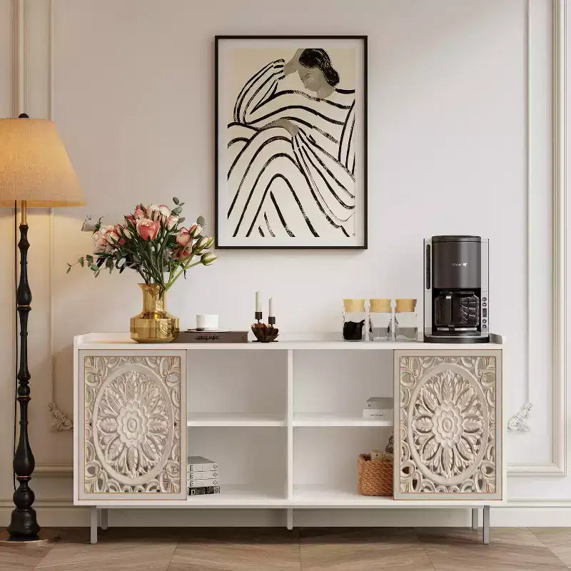 Madia a buffet a 2 ante in legno marrone – Montaggio 1 persona