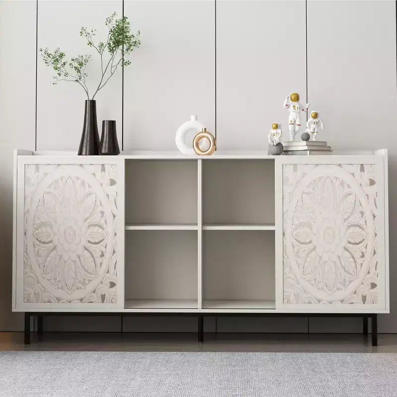 Madia a buffet a 2 ante in legno marrone – Montaggio 1 persona