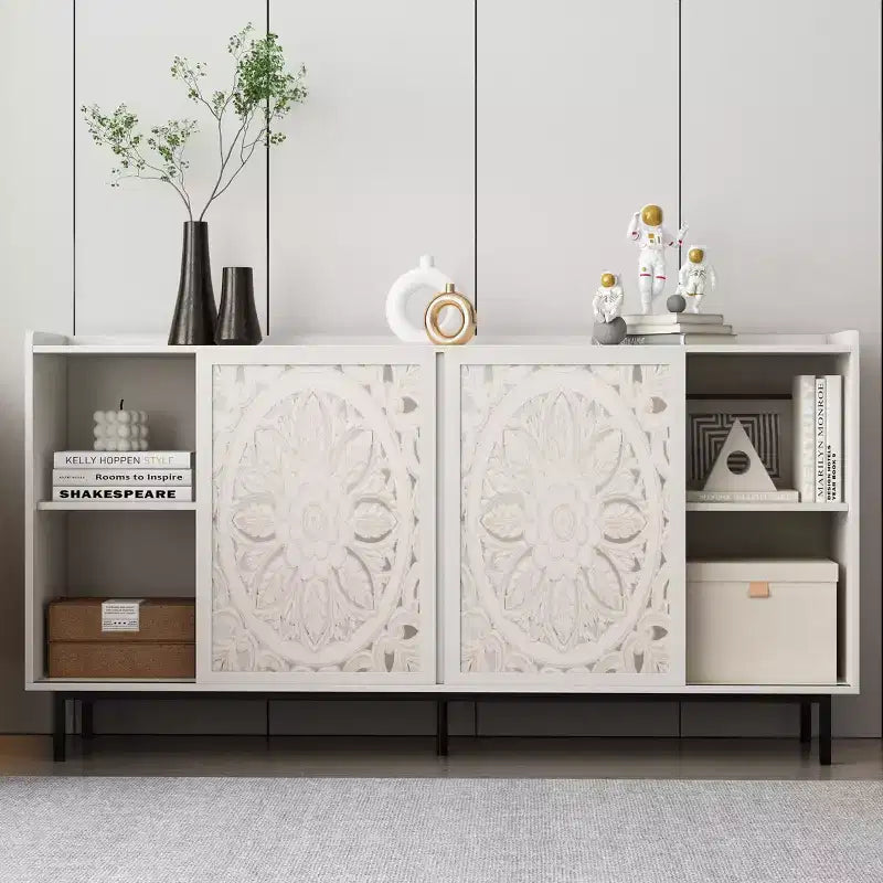 Madia a buffet a 2 ante in legno marrone – Montaggio 1 persona