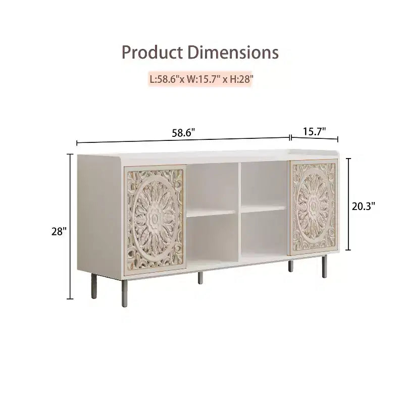 Madia a buffet a 2 ante in legno marrone – Montaggio 1 persona