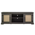 Mobile TV rustico grigio antico/espresso con ante in rattan, adatto per schermi fino a 70", per 1 stanza