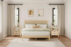 Comodino Boho Marrone, Set di 2, con Cassetto e Ripiano Aperto