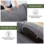 Divanetto Moderno Metà Secolo, Corduroy/Lino, 2 Posti