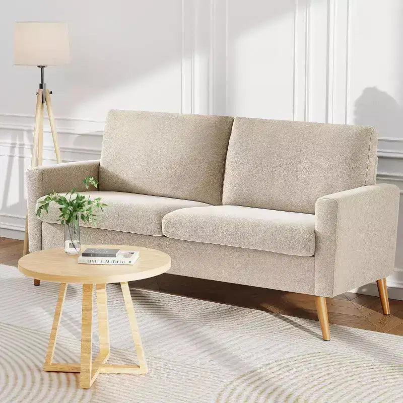 Divanetto Moderno Metà Secolo, Corduroy/Lino, 2 Posti