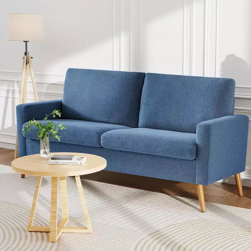 Divanetto Moderno Metà Secolo, Corduroy/Lino, 2 Posti
