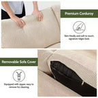 Divanetto Moderno Metà Secolo, Corduroy/Lino, 2 Posti