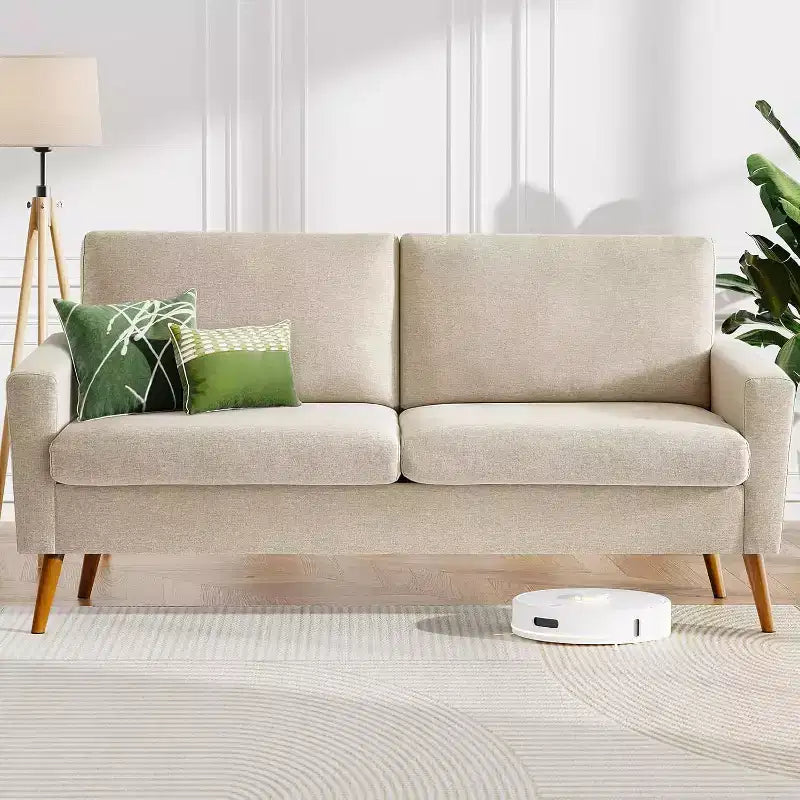 Divanetto Moderno Metà Secolo, Corduroy/Lino, 2 Posti
