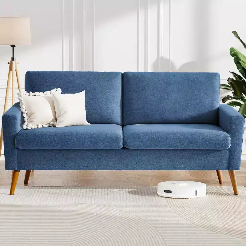 Divanetto Moderno Metà Secolo, Corduroy/Lino, 2 Posti