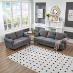 Divano sezionale imbottito grigio, 2 pezzi, 5 posti
