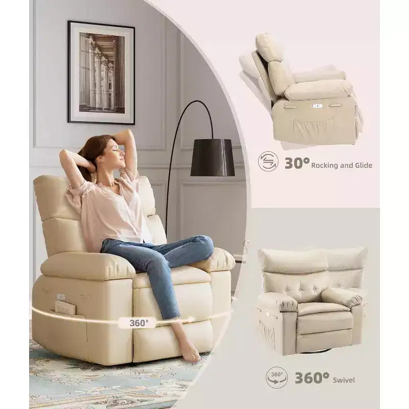 Poltrona Reclinabile Manuale Marrone/Beige, Posto Singolo