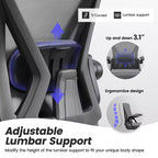 Sedia da ufficio ergonomica KERDOM, sedia da scrivania in rete con supporto lombare e braccioli regolabili, nera