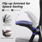 Sedia da ufficio ergonomica KERDOM, sedia da scrivania in rete con supporto lombare e braccioli regolabili, nera