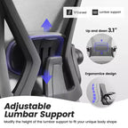 Sedia da ufficio ergonomica KERDOM, sedia da scrivania in rete con supporto lombare e braccioli regolabili, nera
