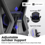 Sedia da ufficio ergonomica KERDOM, sedia da scrivania in rete con supporto lombare e braccioli regolabili, nera