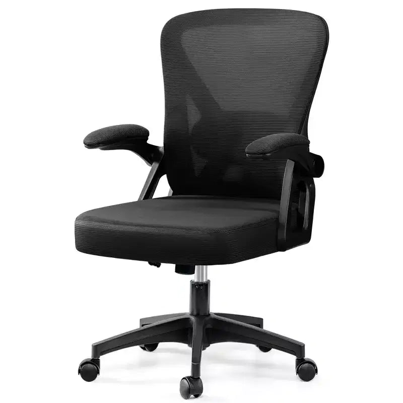 Sedia da ufficio ergonomica KERDOM, sedia da scrivania in rete con supporto lombare e braccioli regolabili, nera