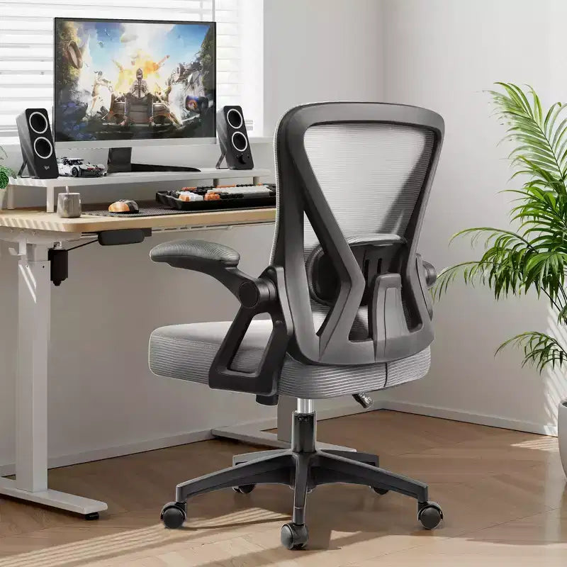 Sedia da ufficio ergonomica KERDOM, sedia da scrivania in rete con supporto lombare e braccioli regolabili, nera