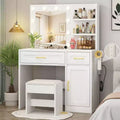 BALHAM TRADE-Vanity Desk with Lights & Power Drawer Storage Shelves 3 Lighting Modes Adjustable Brightness