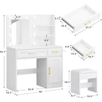 Scrivania Trucco Illuminata Multicolore con Specchio, Monoposto